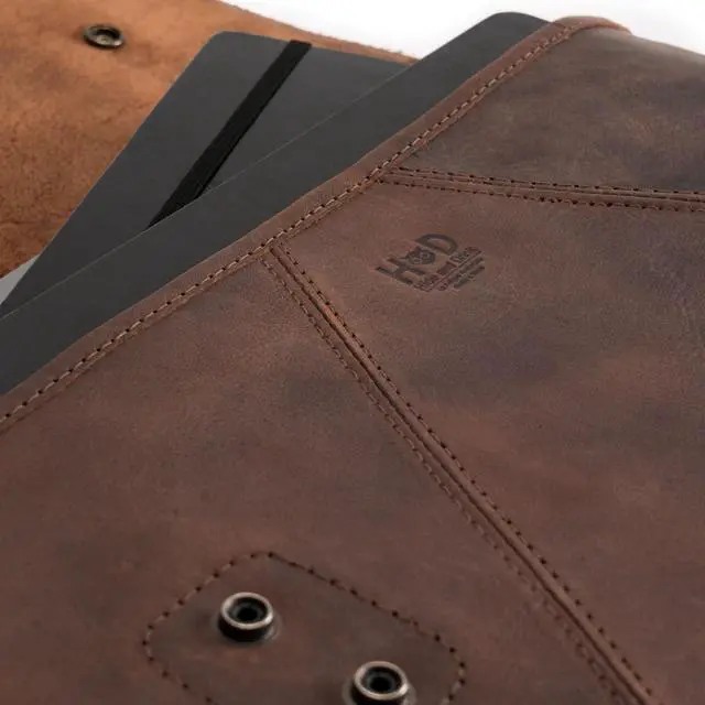 Alt view image 3 of 5 - Leather Document Holder XL, Premium Leather Portfolio for Men, Padfolio/Folio, Professional Resume Folder/Binder, Stylish Legal Pad Holder for Office and Business (Bourbon Brown)
