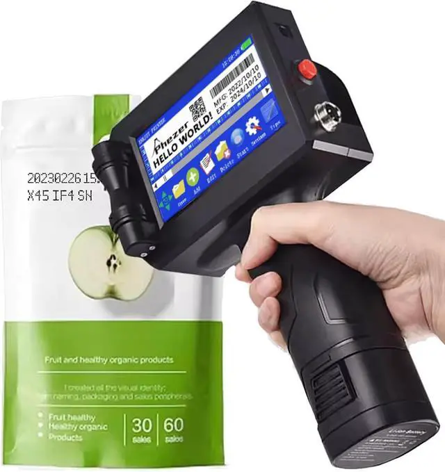 Alt view image 3 of 6 - 1inch/25.4mm Handheld Inkjet Printer with 72ml Quick Dry Ink Cartridge, Portable Printer Gun for for Text/Barcode/Logo/QRCode/Counter/Batch NO/Date (Model P15-1N with Suitcase)