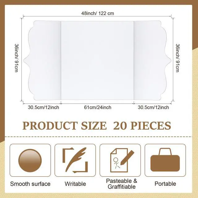Alt view image 2 of 6 - 20 Pack Trifold Poster Board 36 x 48 in, White Display Boards Bulk Self-Standing for Science Fair, Back to School Classroom Projects