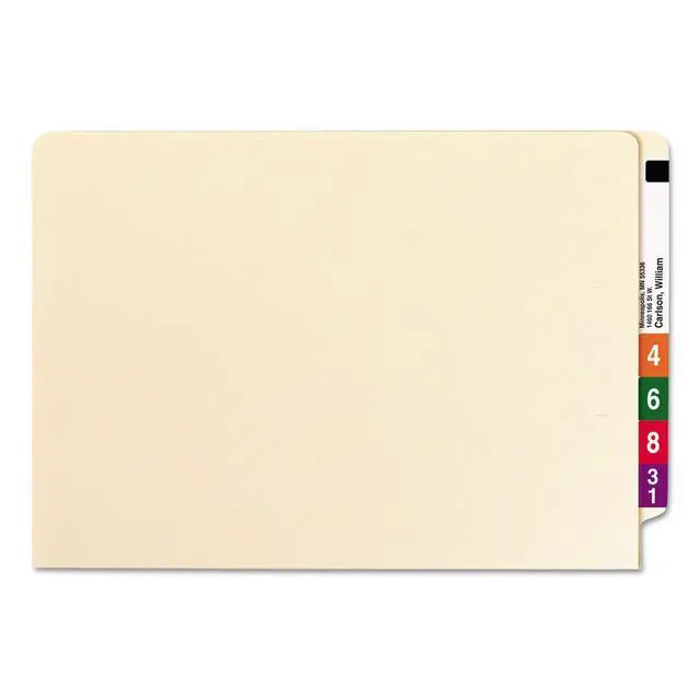 Alt view image 4 of 6 - Extra Capacity End Tab Fastener File Folder, Shelf-Master® Reinforced Straight-Cut Tab, 2 Fasteners, 1-1/2" Expansion, Letter Size, Manila, 50 per Box (34276)