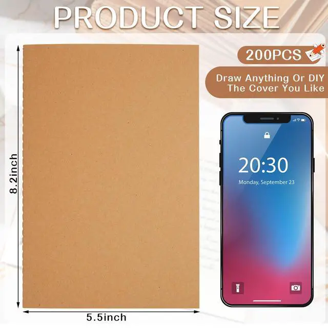 Alt view image 2 of 6 - 200 Pack Kraft Notebook Journals 5.5 Inch x 8.3 Inch A5 Journal Softcover Notebooks Bulk for Kids Student Writing Sketch Travel Journal Notepad with 60 Pages 30 Sheets(Brown,Lined)