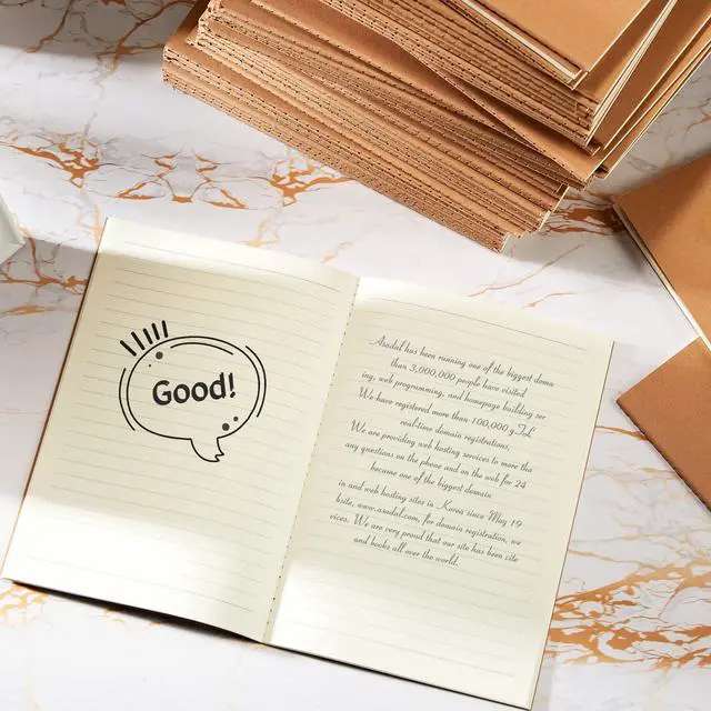 Alt view image 4 of 6 - 200 Pack Kraft Notebook Journals 5.5 Inch x 8.3 Inch A5 Journal Softcover Notebooks Bulk for Kids Student Writing Sketch Travel Journal Notepad with 60 Pages 30 Sheets(Brown,Lined)