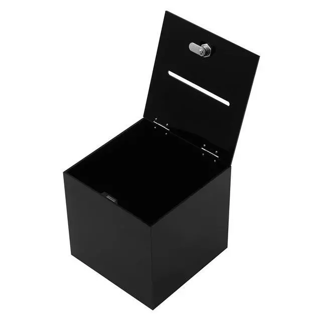 Alt view image 3 of 6 - Acrylic Black Donation Box, 10x10x10 inches | Ballot Suggestion Box, Money Storage, Square Container, For Voting, Charity, Contest, Suggestions