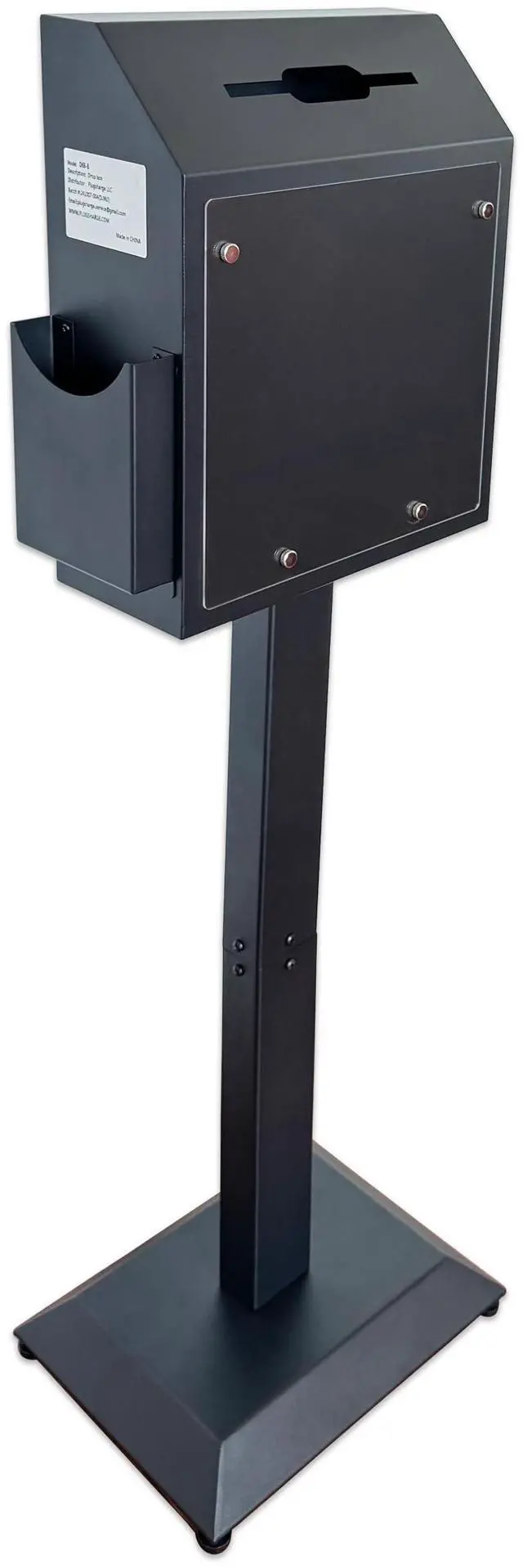 Main image of Suggestion Box with Stand,Floor Standing Offering Box,Metal Locking Ballot Collection Safe Box for Voting,Charity,Donation,Church,Election,Hospital Feedback and Car Rental Key Return, Black