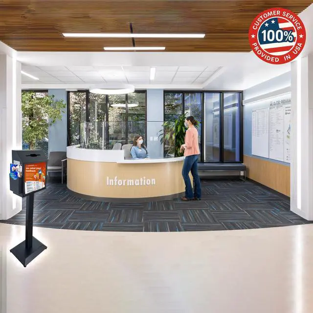 Alt view image 6 of 6 - Suggestion Box with Stand,Floor Standing Offering Box,Metal Locking Ballot Collection Safe Box for Voting,Charity,Donation,Church,Election,Hospital Feedback and Car Rental Key Return, Black