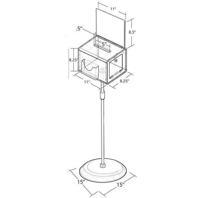 Alt view image 6 of 6 - 206325-WHT 11" W x 8.25" D x 8.25" H Large White Suggestion Box with Pocket, Lock & Keys on Pedestal