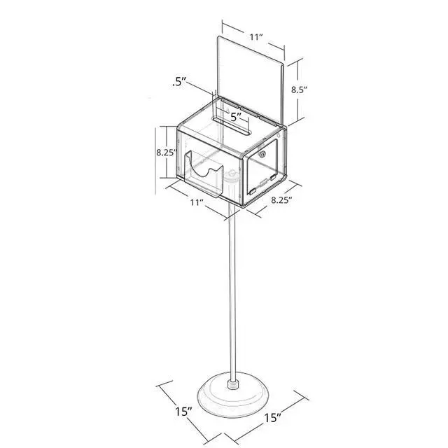 Alt view image 2 of 6 - 206325-CLR Suggestion Box with Lock and Keys, Donation Box, Offering Box, Locked Display Stand, Acrylic Sign Holder on Pedestal, Clear Locking Box with Slot, 11"x 8.25"x8.25"