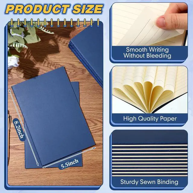 Alt view image 2 of 6 - 200 Pack Kraft Notebook Journals 5.5 Inch x 8.3 Inch A5 Journal Softcover Notebooks Bulk for Kids Student Writing Sketch Travel Journal Notepad with 60 Pages 30 Sheets(Navy,Lined)