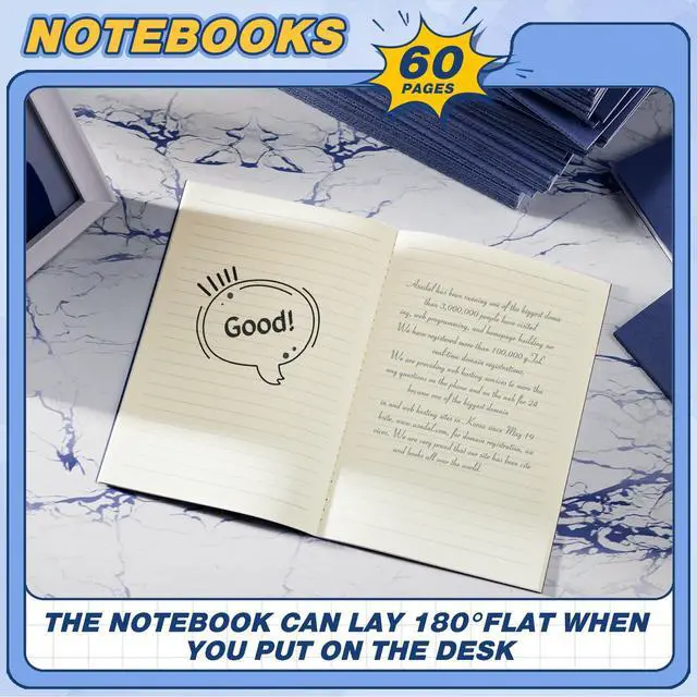 Alt view image 3 of 6 - 200 Pack Kraft Notebook Journals 5.5 Inch x 8.3 Inch A5 Journal Softcover Notebooks Bulk for Kids Student Writing Sketch Travel Journal Notepad with 60 Pages 30 Sheets(Navy,Lined)