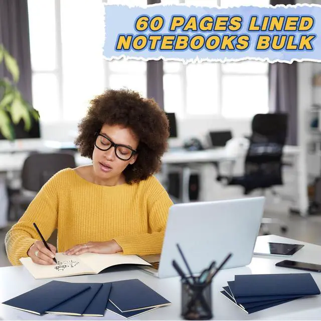 Alt view image 4 of 6 - 200 Pack Kraft Notebook Journals 5.5 Inch x 8.3 Inch A5 Journal Softcover Notebooks Bulk for Kids Student Writing Sketch Travel Journal Notepad with 60 Pages 30 Sheets(Navy,Lined)