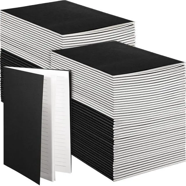 Main image of 200 Pack Kraft Notebook Journals 5.5 Inch x 8.3 Inch A5 Journal Softcover Notebooks Bulk for Kids Student Writing Sketch Travel Journal Notepad with 60 Pages 30 Sheets(Black,Lined)