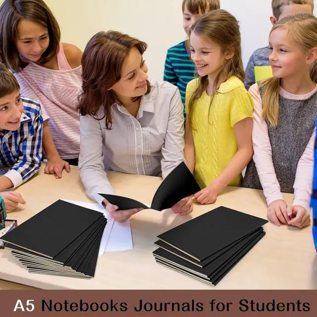 Alt view image 3 of 6 - 200 Pack Kraft Notebook Journals 5.5 Inch x 8.3 Inch A5 Journal Softcover Notebooks Bulk for Kids Student Writing Sketch Travel Journal Notepad with 60 Pages 30 Sheets(Black,Lined)