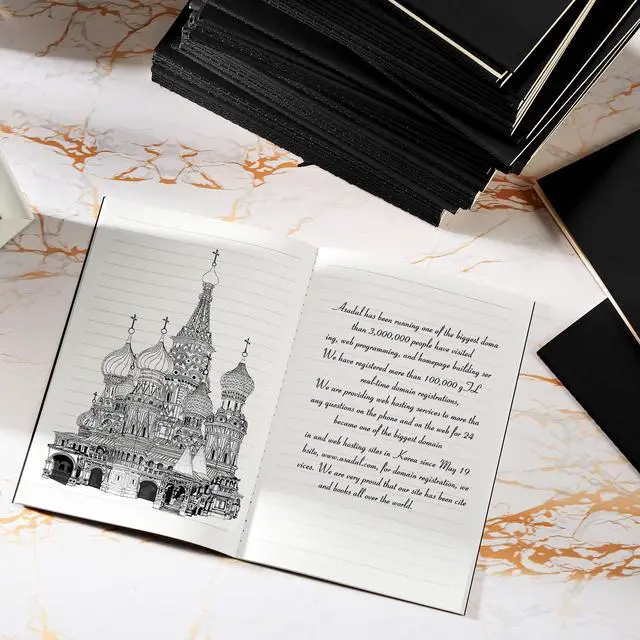 Alt view image 5 of 6 - 200 Pack Kraft Notebook Journals 5.5 Inch x 8.3 Inch A5 Journal Softcover Notebooks Bulk for Kids Student Writing Sketch Travel Journal Notepad with 60 Pages 30 Sheets(Black,Lined)
