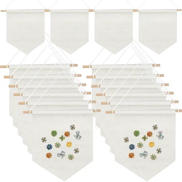 Main image of 30 Pcs 10.24'' Blank Canvas Banner Enamel Pin Display Pin Holder Wall Display Canvas Banner Cotton Flag Enamel Collection Holder for Button Label Badge Indoors Outdoor