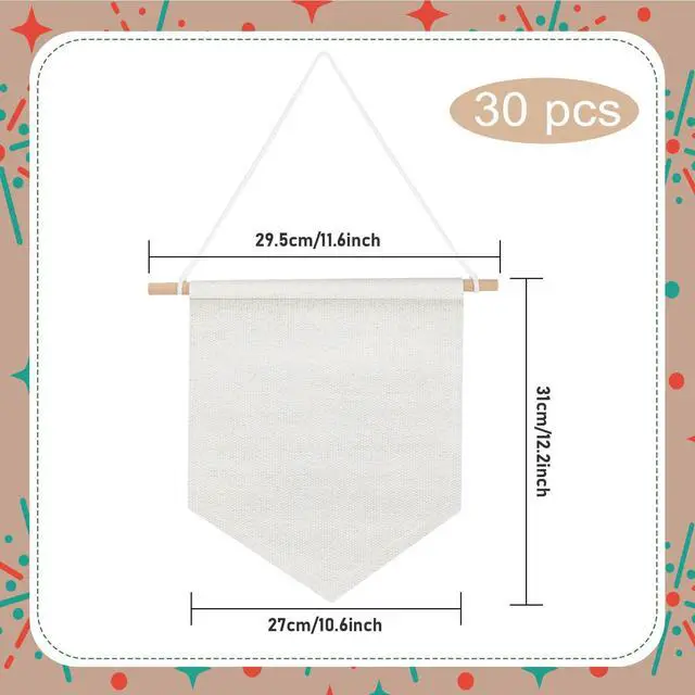 Alt view image 2 of 6 - 30 Pcs 10.24'' Blank Canvas Banner Enamel Pin Display Pin Holder Wall Display Canvas Banner Cotton Flag Enamel Collection Holder for Button Label Badge Indoors Outdoor