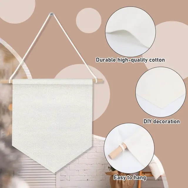 Alt view image 3 of 6 - 30 Pcs 10.24'' Blank Canvas Banner Enamel Pin Display Pin Holder Wall Display Canvas Banner Cotton Flag Enamel Collection Holder for Button Label Badge Indoors Outdoor