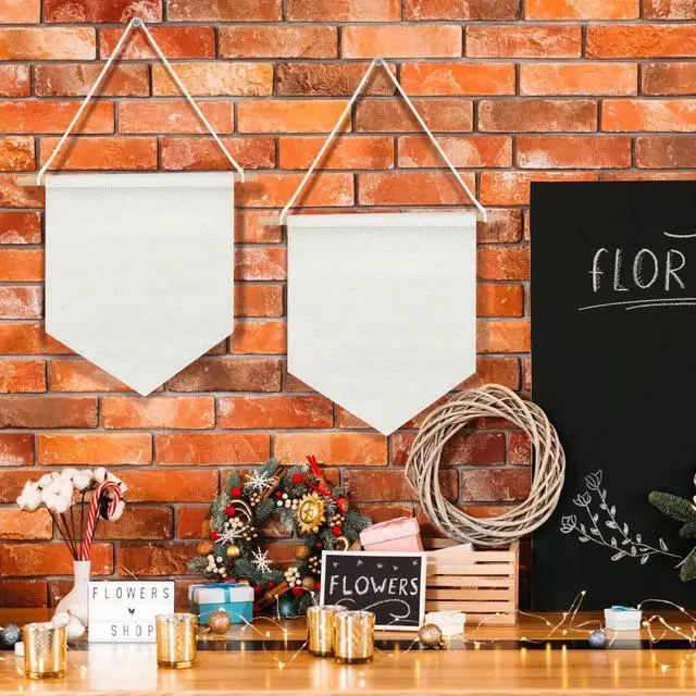 Alt view image 6 of 6 - 30 Pcs 10.24'' Blank Canvas Banner Enamel Pin Display Pin Holder Wall Display Canvas Banner Cotton Flag Enamel Collection Holder for Button Label Badge Indoors Outdoor
