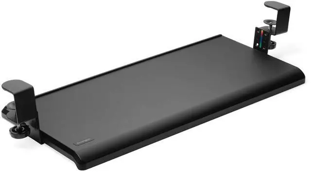 Main image of Clamp-On Keyboard Tray, Under Desk Keyboard Drawer with Cable Management, Ergonomic Smartfit Slide-out Height Adjustable Keyboard Holder, Black 13.3"x32.4"x2.4" K55407WW | SmartFit slide-out drawer, c