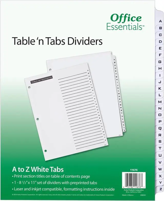Main image of 11676 Table 'n Tabs Dividers, 26-Tab, Letter (Pack of 12)
