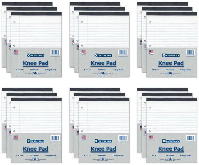 Main image of Stiff Back Legal Pads, 18-Pack, 8.5"x11.75", 100 sheets of 15 lb White Paper Per Pad, 3-Hole Punched, College Ruled with Margin