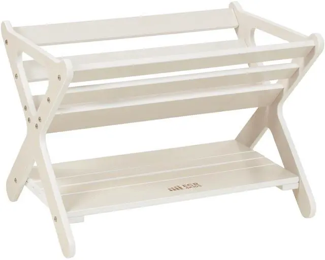 Main image of Book Caddy with Lower Storage Shelf, Children's Furniture, White Wash | Easy-access organization, lower storage shelf, easy-carry handles, durable birch, GREENGUARD Gold Certified