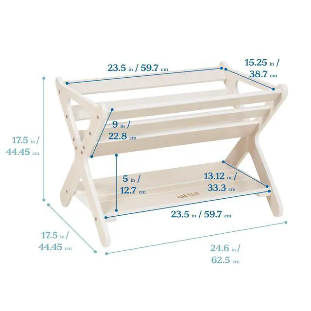 Alt view image 3 of 6 - Book Caddy with Lower Storage Shelf, Children's Furniture, White Wash | Easy-access organization, lower storage shelf, easy-carry handles, durable birch, GREENGUARD Gold Certified