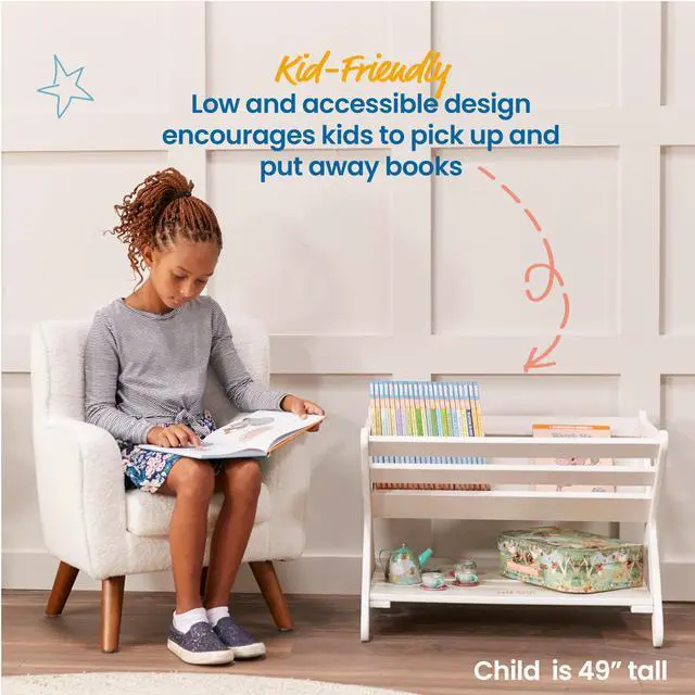 Alt view image 4 of 6 - Book Caddy with Lower Storage Shelf, Children's Furniture, White Wash | Easy-access organization, lower storage shelf, easy-carry handles, durable birch, GREENGUARD Gold Certified