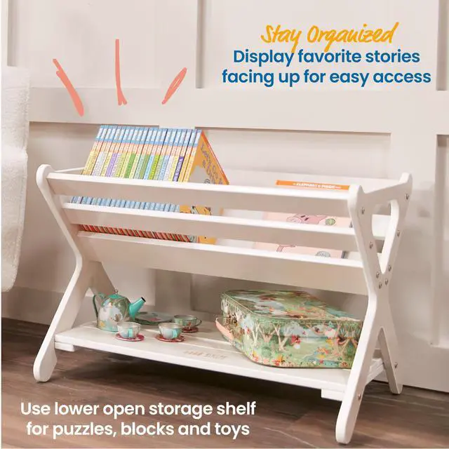 Alt view image 5 of 6 - Book Caddy with Lower Storage Shelf, Children's Furniture, White Wash | Easy-access organization, lower storage shelf, easy-carry handles, durable birch, GREENGUARD Gold Certified