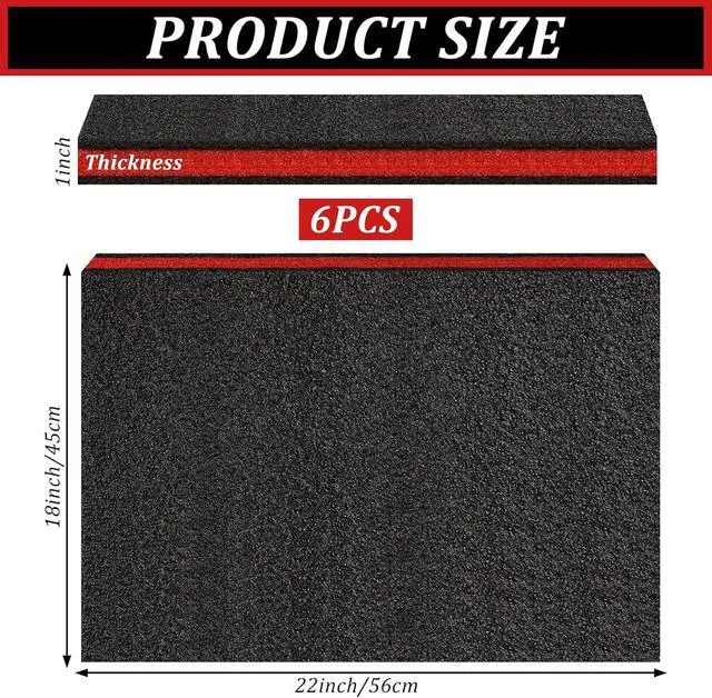 Alt view image 4 of 6 - 6 Pcs Tool Box Foam Inserts for Cases 22 x 18 x 1 Inch Tool Box Liner Polyethylene Tool Foams Sheets(Red, Black)