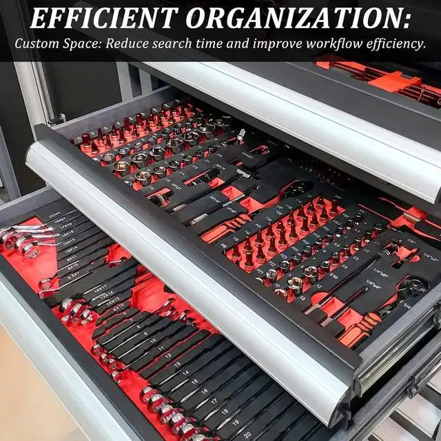 Alt view image 6 of 6 - 6 Pcs Tool Box Foam Inserts for Cases 22 x 18 x 1 Inch Tool Box Liner Polyethylene Tool Foams Sheets(Red, Black)