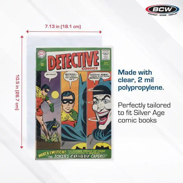 Alt view image 2 of 6 - Silver Age Comic Bags (1000 Pack) Acid-Free Archival Comic Book Bags for Silver Age Comics | Crystal Clear Comic Book Bags for Collection Storage