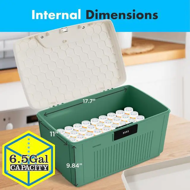 Alt view image 3 of 6 - Secure Storage Bin with Combination Lock, 8.5-Gallon Heavy-Duty Lockable Container, Green