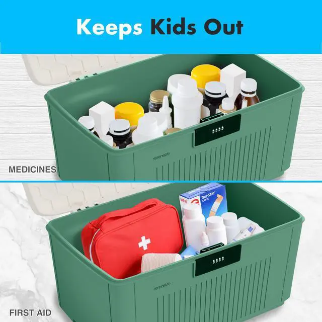 Alt view image 6 of 6 - Secure Storage Bin with Combination Lock, 8.5-Gallon Heavy-Duty Lockable Container, Green