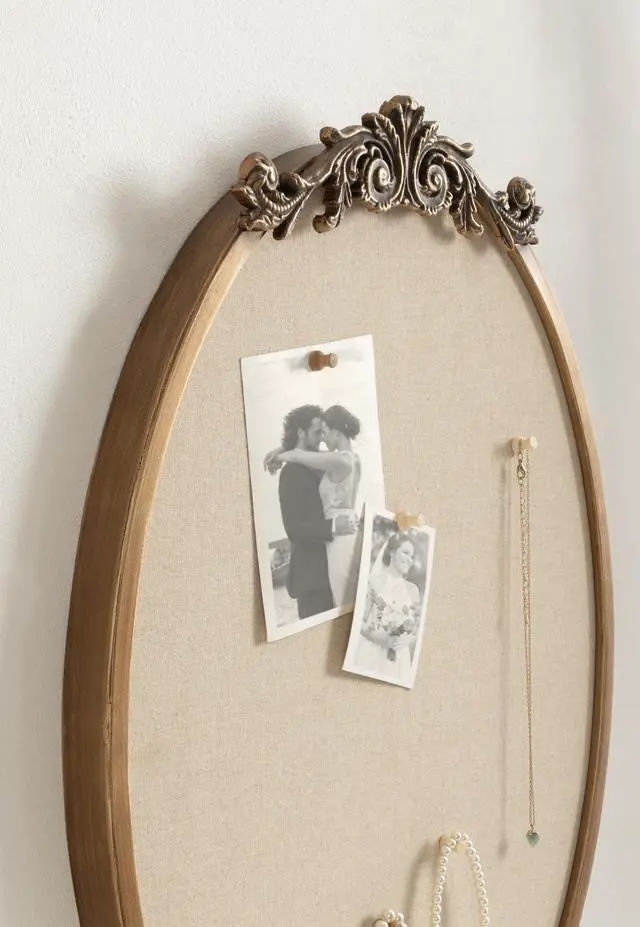 Alt view image 5 of 6 - Arendahl Decorative Oval Pinboard, 18 x 24, Gold, Framed Round Ornate Vintage Cork Board for Use as Motivational Vision Board or Wall Organizer