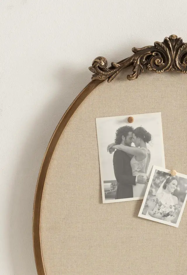 Alt view image 6 of 6 - Arendahl Decorative Oval Pinboard, 18 x 24, Gold, Framed Round Ornate Vintage Cork Board for Use as Motivational Vision Board or Wall Organizer