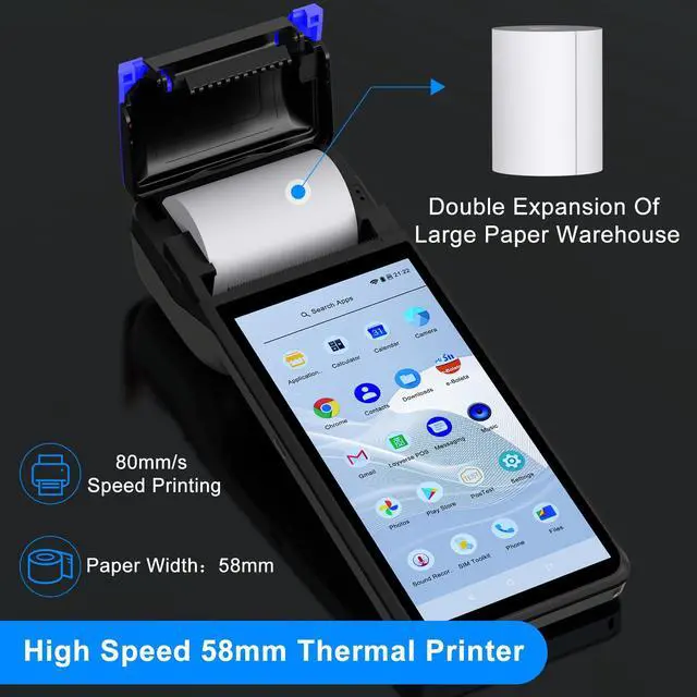 Alt view image 3 of 6 - POS PDA Mobile POS Machine Terminal Thermal Receipt Printer 5.99" High Resolution and Clear Touch Screen Handheld PDA Printer Android 8.1 OS Built-in Google Play and NFC