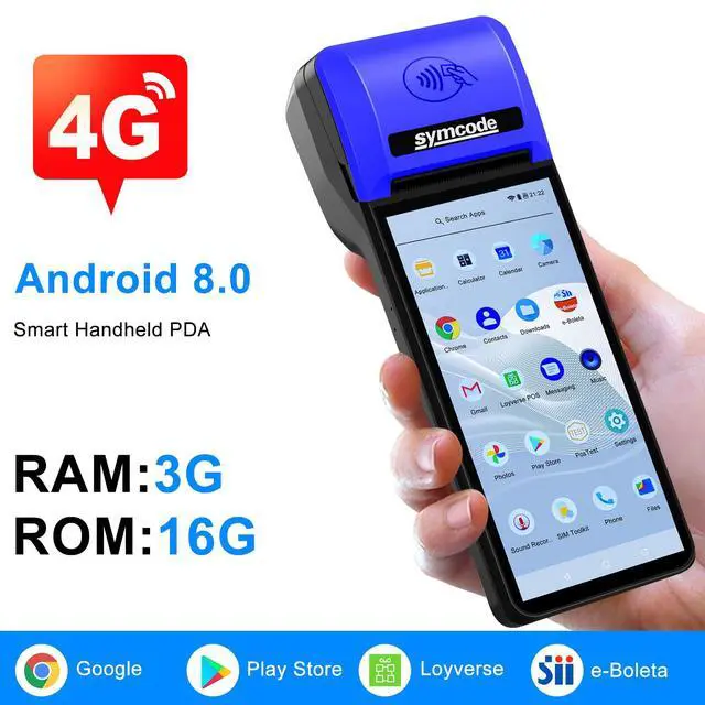 Alt view image 4 of 6 - POS PDA Mobile POS Machine Terminal Thermal Receipt Printer 5.99" High Resolution and Clear Touch Screen Handheld PDA Printer Android 8.1 OS Built-in Google Play and NFC