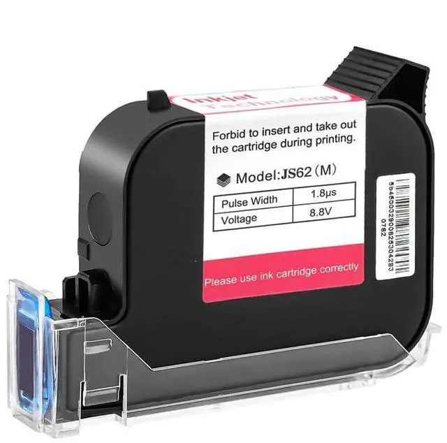 Main image of Original 42ml Black Quick Dry Solvent Ink Cartridge Replacement JS62 for 0.5inch/12.7mm Handheld Inkjet Printers P15 / P16 / P18 and 0.5-inch Mini Inkjet Printer (JS62 Cartridge)