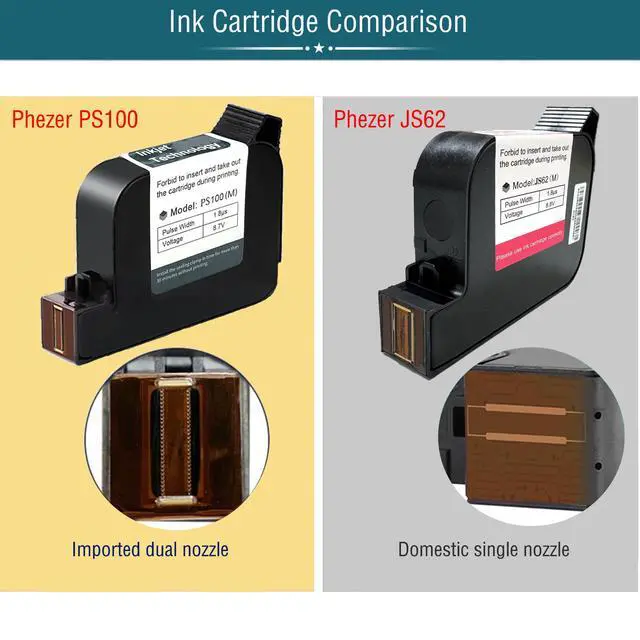 Alt view image 2 of 6 - Original 42ml Black Quick Dry Solvent Ink Cartridge Replacement JS62 for 0.5inch/12.7mm Handheld Inkjet Printers P15 / P16 / P18 and 0.5-inch Mini Inkjet Printer (JS62 Cartridge)