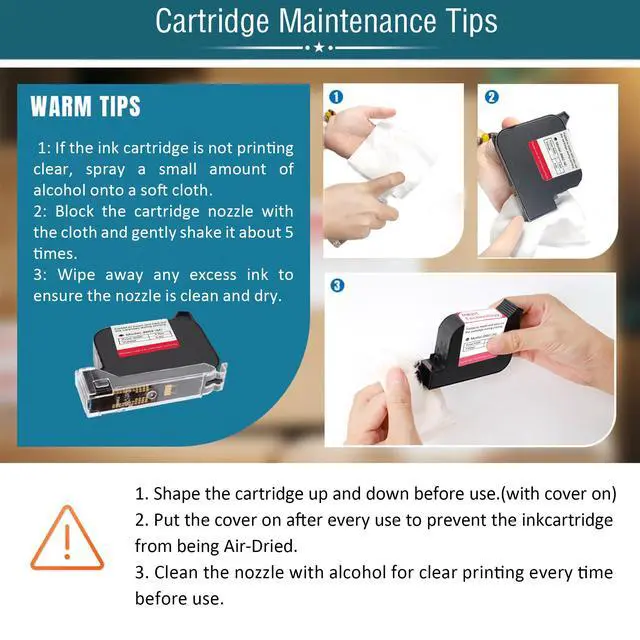 Alt view image 6 of 6 - Original 42ml Black Quick Dry Solvent Ink Cartridge Replacement JS62 for 0.5inch/12.7mm Handheld Inkjet Printers P15 / P16 / P18 and 0.5-inch Mini Inkjet Printer (JS62 Cartridge)