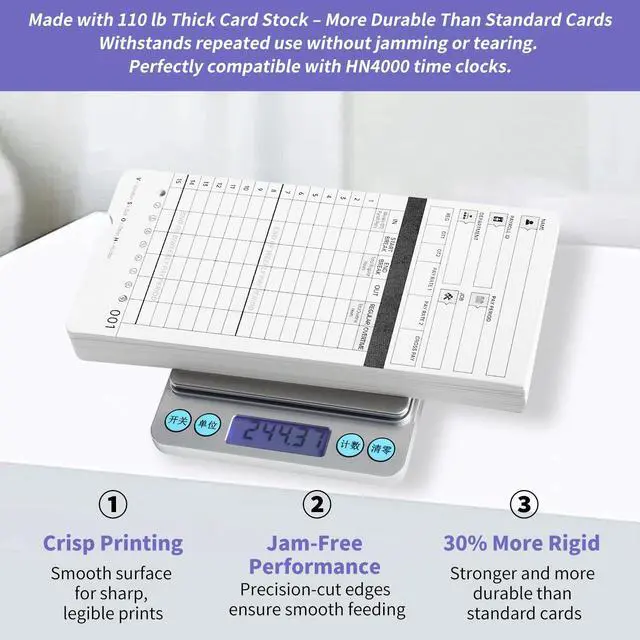 Alt view image 6 of 6 - 600 Time Cards Includes 2 Replacement Ink Ribbons for HN4000 Employee Time Clocks Compatible with uPunch HN4000,HN2000, HN2500, HN4500 Pre-Punched, Cards Numbered 150