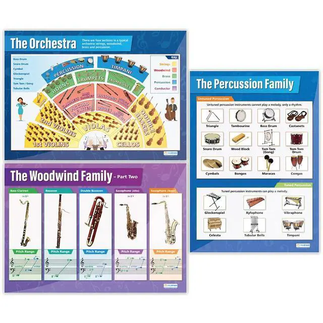 Alt view image 4 of 6 - Instrument Family Orchestra Music Posters for Classroom - Set of 6 - Laminated - EXTRA LARGE - 33" x 23.5" - Music Middle & High School Class Decor - Wall Charts