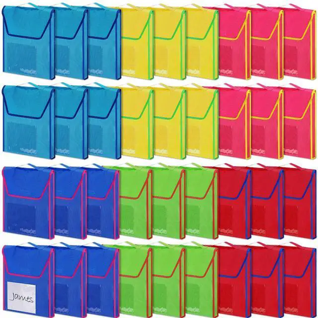 Main image of 36 Sets Book Pouches for Classroom in Bulk Book Bags with 15 Name Tag