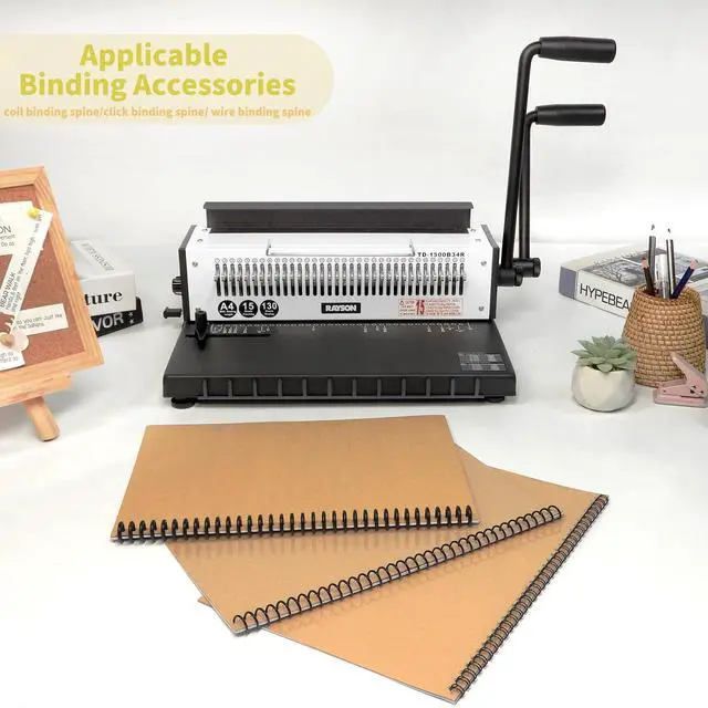 Alt view image 6 of 6 - TD-1500B34R 3:1 Wire Binder, 15-Sheet Punch, 130-Sheet Capacity | Wire binding machine with 34 fully disengageable round-hole punch pins for custom hole patterns on A4 and Letter sheets