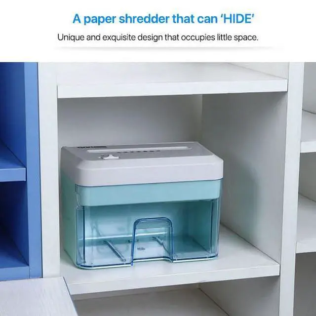 Alt view image 4 of 6 - Desktop Mini Paper Shredder Micro Cut, Electric Small Paper Shredder for Home Office Use,Cross Cut Mini Paper Shredder for Desk White Portable