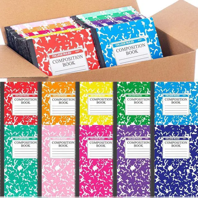 Main image of 200 Pack A5 Composition Notebooks Bulk College Ruled Composition Books Wide Ruled Write Notebooks Marble Covers Write Book for School Classroom Office Supplies(10 Color)