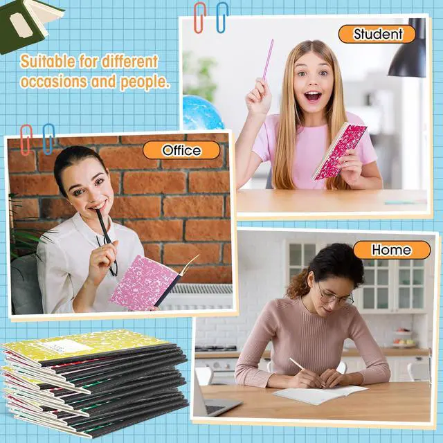 Alt view image 2 of 6 - 200 Pack A5 Composition Notebooks Bulk College Ruled Composition Books Wide Ruled Write Notebooks Marble Covers Write Book for School Classroom Office Supplies(10 Color)
