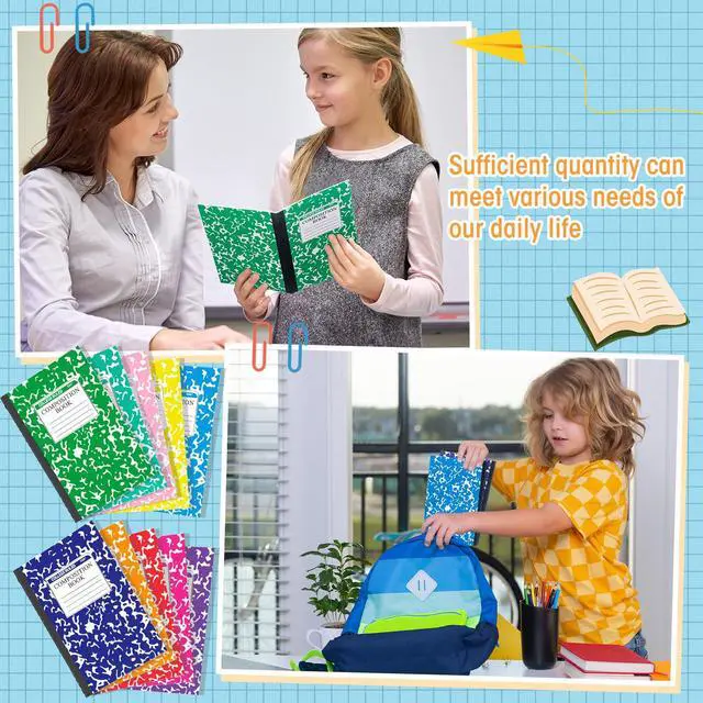 Alt view image 4 of 6 - 200 Pack A5 Composition Notebooks Bulk College Ruled Composition Books Wide Ruled Write Notebooks Marble Covers Write Book for School Classroom Office Supplies(10 Color)