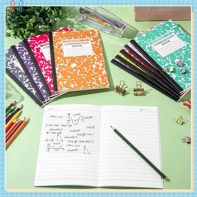 Alt view image 5 of 6 - 200 Pack A5 Composition Notebooks Bulk College Ruled Composition Books Wide Ruled Write Notebooks Marble Covers Write Book for School Classroom Office Supplies(10 Color)
