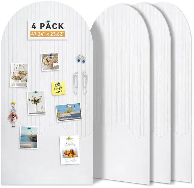 Main image of Large Arched Felt Bulletin Board, 47.24x23.62in, Beige, 4-Pack | Cork Board Alternative, One-Piece No Assembly, 120 Push Pins, Office Wall Decor, Pin Board for Photos and Pictures Display